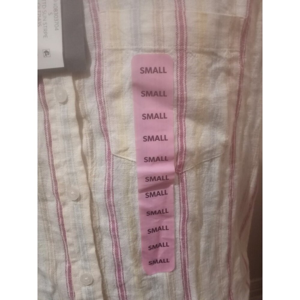 NWT Women’s Gap Button-Down Linen Blend Shirt- Pink Multicolor Size Small S - Picture 5 of 14